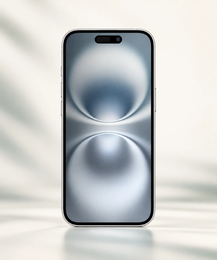 The same smartphone and identical neutral screen content viewed from directly in front